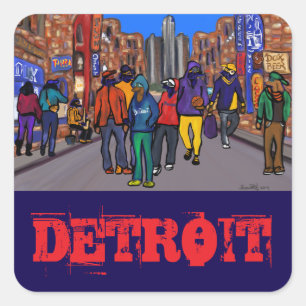 Doxie Town City - DETROIT  Square Sticker