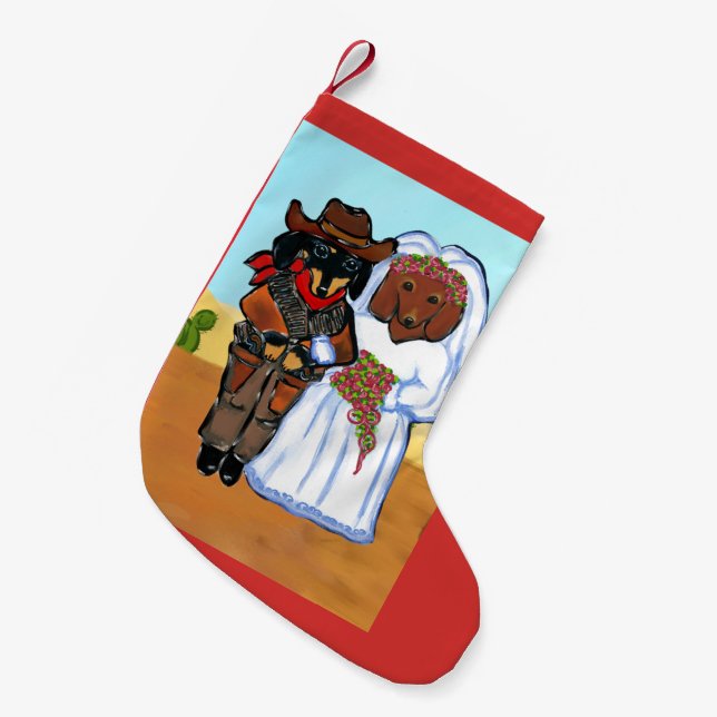 Doxie Wedding Small Christmas Stocking (Front (Hanging))