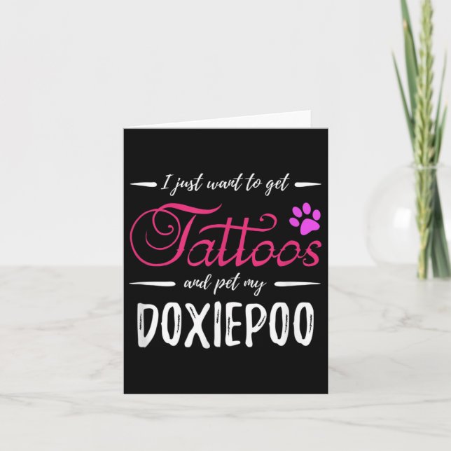 Doxiepoo Dog Lover Tattoo Funny Dog Mum Gift Idea  Card (Front)