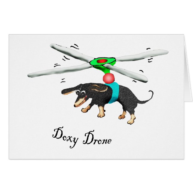 Doxy Drone, dachshund flying with a drone in the s (Front Horizontal)