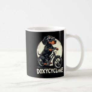 Doxycycline pharmacy funny dachshund on bicycle coffee mug