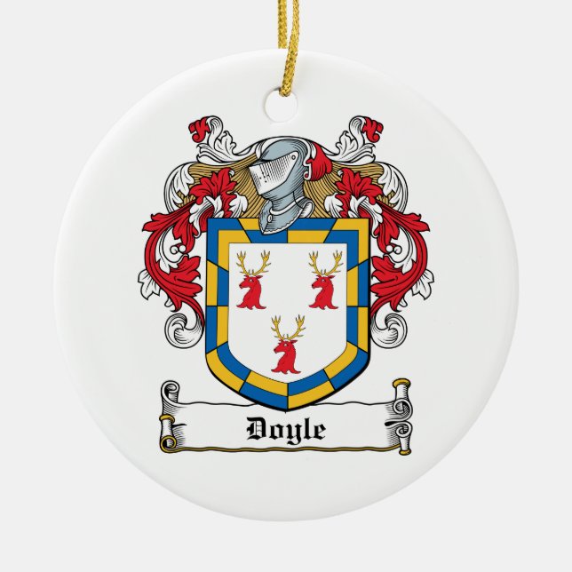 Doyle Family Crest Ceramic Tree Decoration (Front)