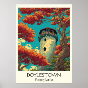 Doylestown Pennsylvania Vintage Historic Tower Art Poster
