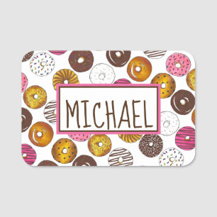Dozen Doughnuts Breakfast Doughnut Pastry Bakery Name Tag