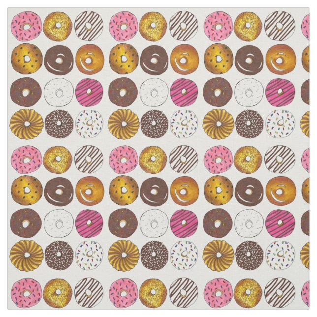 Dozen Doughnuts Doughnuts Breakfast Junk Food Past Fabric (Swatch)