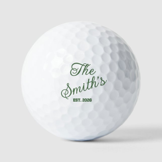 Dozen Personalised Golf Balls with Name & Year (Front)