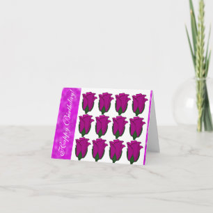 Dozen Purple Roses Happy Birthday Card