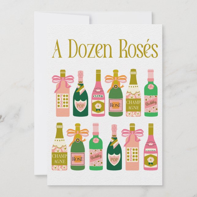 Dozen Rosés Pink Champagne Bottles Pop Fizz Clink (Front)