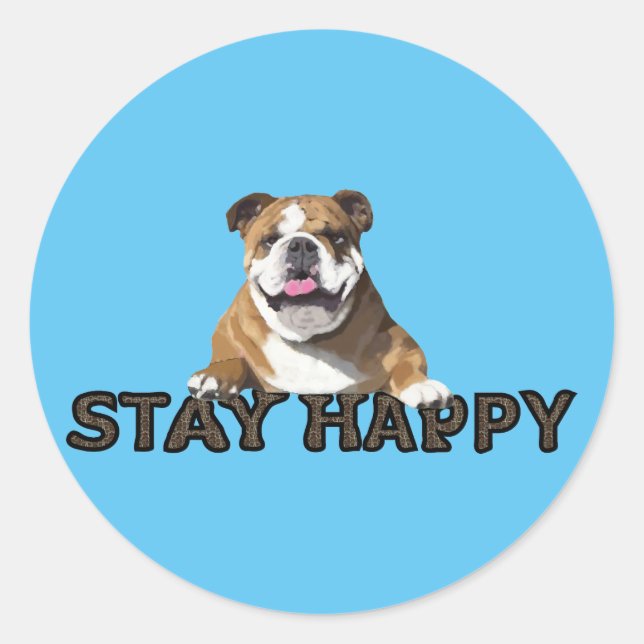 Dozer Surfs Stay Happy Stocker Classic Round Sticker (Front)