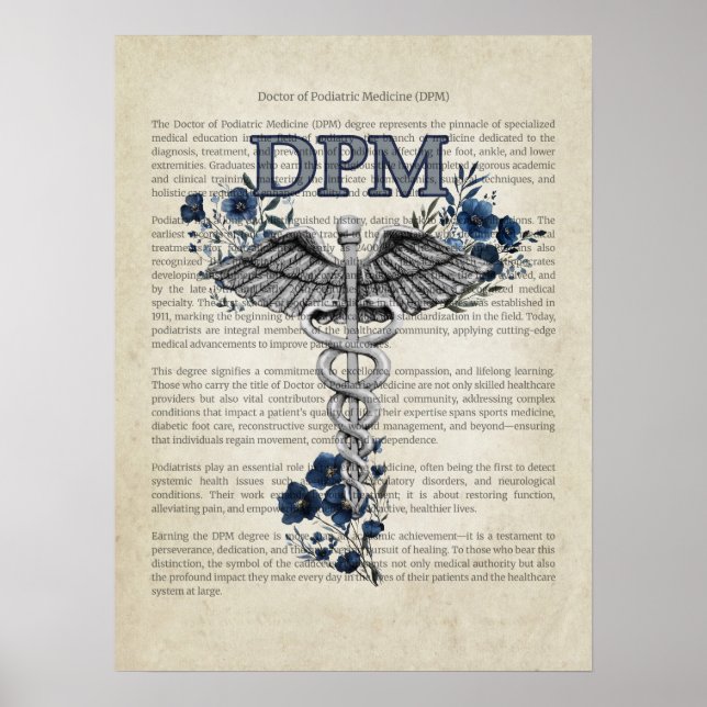 DPM Caduceus Doctor of Podiatry Medicine Poster (Front)