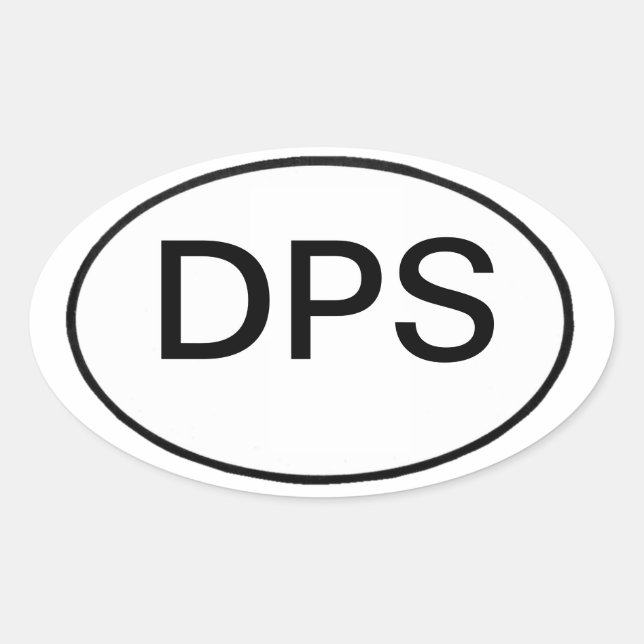DPS: international motor vehicle reg. Oval Sticker (Front)