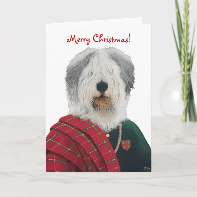 DR223 Old English Sheepdog Christmas card (Front)