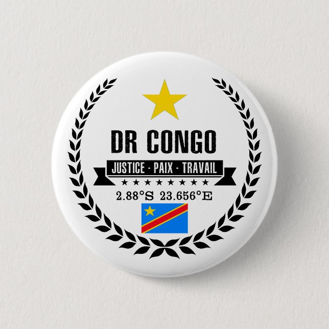 DR Congo 6 Cm Round Badge (Front)