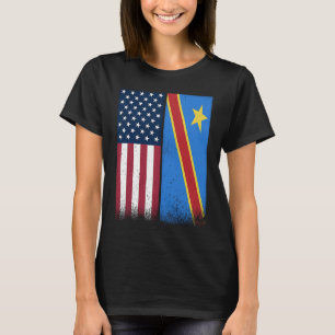 DR Congo Congolese American Flags Proud USA DR Co T-Shirt