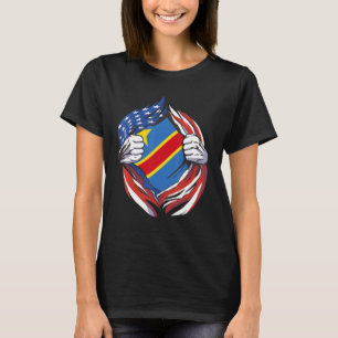 Dr Congo Flag American Proud Of My Congolese Herit T-Shirt