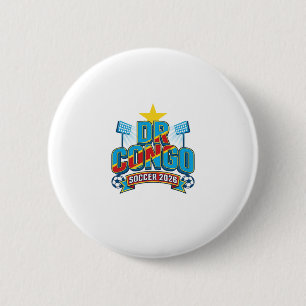 DR Congo Soccer 2026 Soccer Bold Country Typograph 6 Cm Round Badge