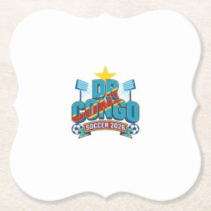 DR Congo Soccer 2026 Soccer Bold Country Typograph Paper Coaster