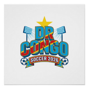 DR Congo Soccer 2026 Soccer Bold Country Typograph Poster