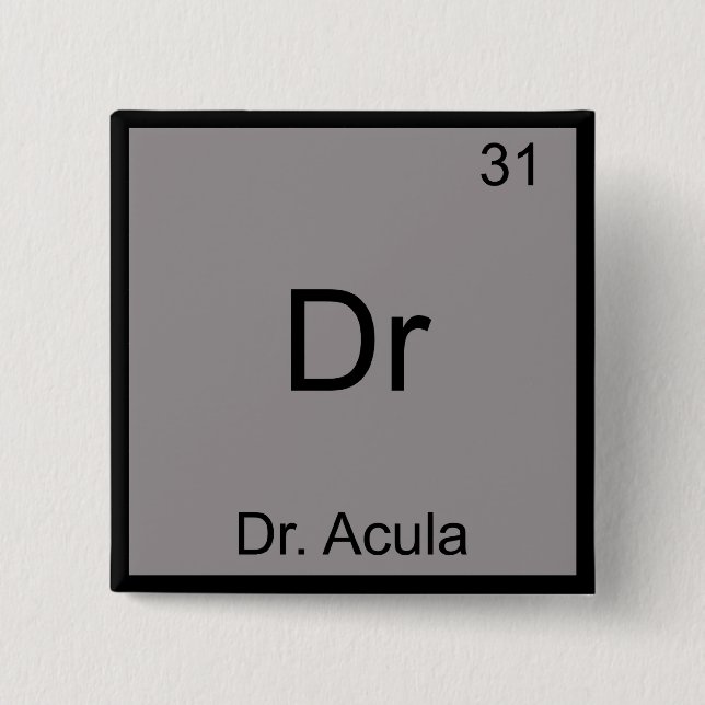 Dr - Doctor Acula Funny Chemistry Element Symbol 15 Cm Square Badge (Front)