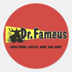 dr.fameus photoshoped plain, melting faces one ... classic round sticker