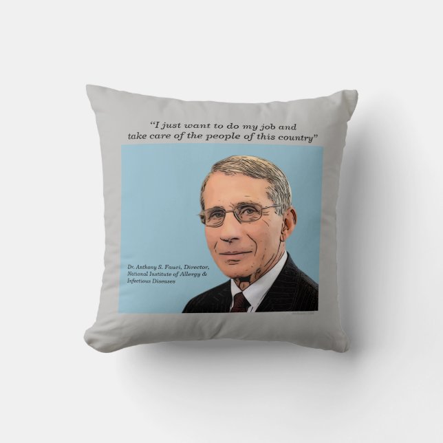 Dr. Fauci, 2-sided design, gray/pale blue, Cushion (Front)