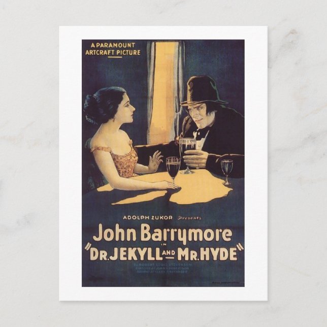 Dr. Jekyll and Mr. Hyde Silent Horror Movie Postcard (Front)