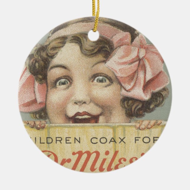 Dr. Miles Laxative Tablets Ephemera Ceramic Tree Decoration (Front)