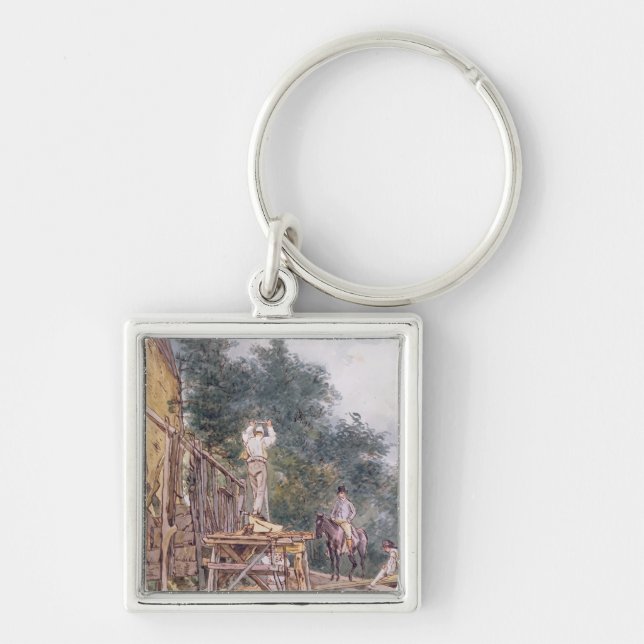 Dr. Monro inspecting his stables Key Ring (Front)