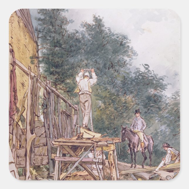 Dr. Monro inspecting his stables Square Sticker (Front)