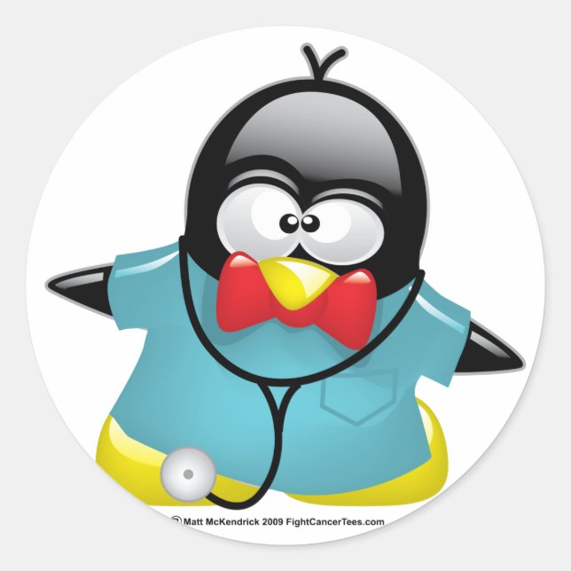 Dr Penguin Classic Round Sticker (Front)