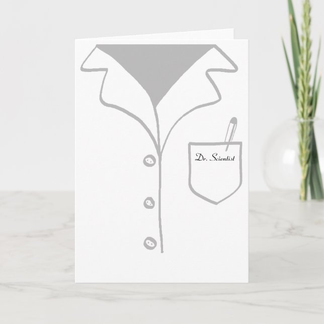 Dr. Scientist lab coat card - customisable! (Front)