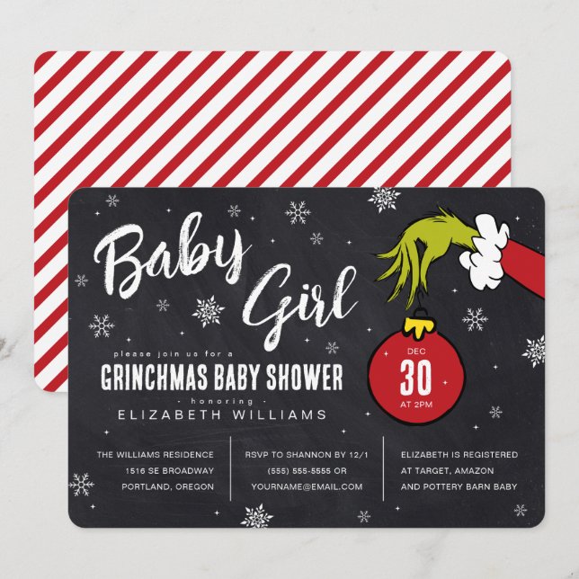 Dr. Seuss | Baby Girl Grinch Baby Shower (Front/Back)