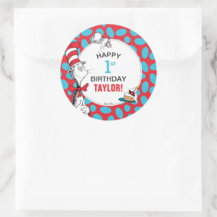 Dr. Seuss   Cat in the Hat Birthday Classic Round Sticker