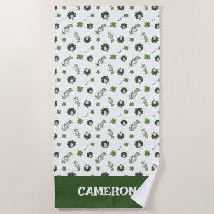 Dr. Seuss   Cat in the Hat Clover Pattern Beach Towel