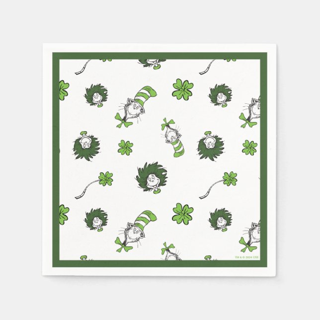 Dr. Seuss | Cat in the Hat Clover Pattern Napkin (Front)