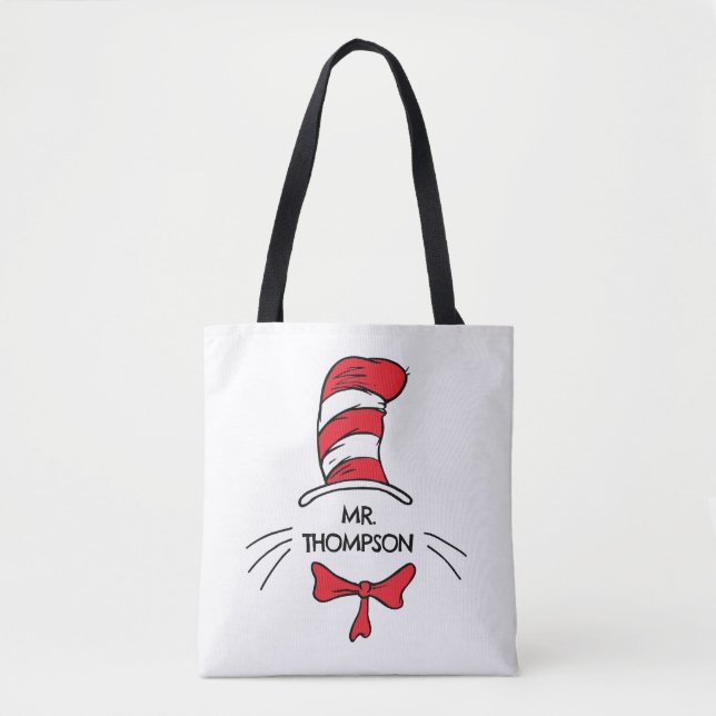 Dr. Seuss | Cat in the Hat Custom Teacher Name Tote Bag (Front)