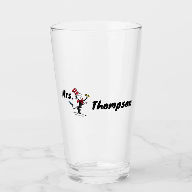Dr. Seuss | Cat in the Hat Drawn Name Glass (Front)
