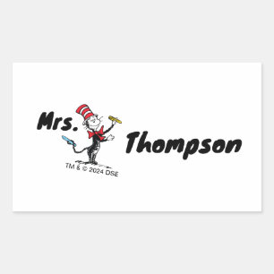 Dr. Seuss   Cat in the Hat Drawn Name Rectangular Sticker
