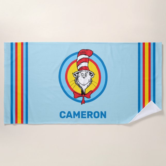 Dr. Seuss | Cat in the Hat Head Graphic Beach Towel (Front)