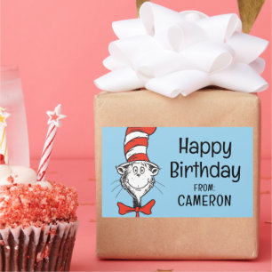 Dr. Seuss   Cat in the Hat Head - Vintage Rectangular Sticker