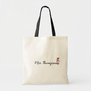Dr. Seuss   Cat in the Hat Icon Custom Name Tote Bag