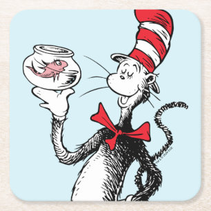 Dr. Seuss Cat in the Hat & Krinklebine Square Paper Coaster