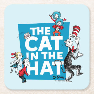 Dr. Seuss Cat in the Hat Logo - Characters Square Paper Coaster