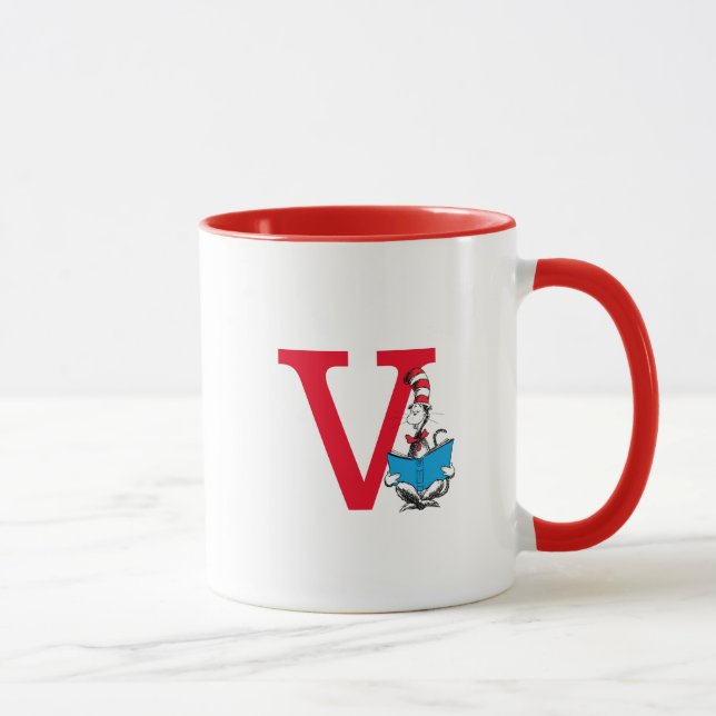 Dr. Seuss Cat in the Hat - Reading Monogram V Mug (Right)