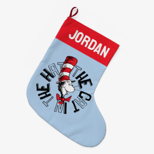 Dr. Seuss   Cat in the Hat Round Art Large Christmas Stocking