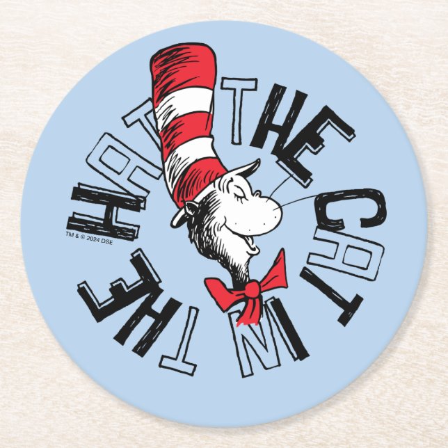 Dr. Seuss | Cat in the Hat Round Art Round Paper Coaster (Front)