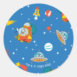 Dr. Seuss   Cat in the Hat Space Pattern Classic Round Sticker