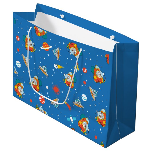 Dr. Seuss | Cat in the Hat Space Pattern Large Gift Bag (Front Angled)