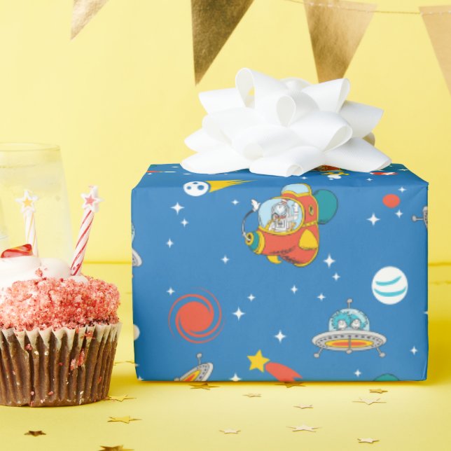 Dr. Seuss | Cat in the Hat Space Pattern Wrapping Paper (Birthday Party)
