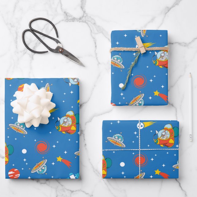 Dr. Seuss | Cat in the Hat Space Pattern Wrapping Paper Sheet (Front)